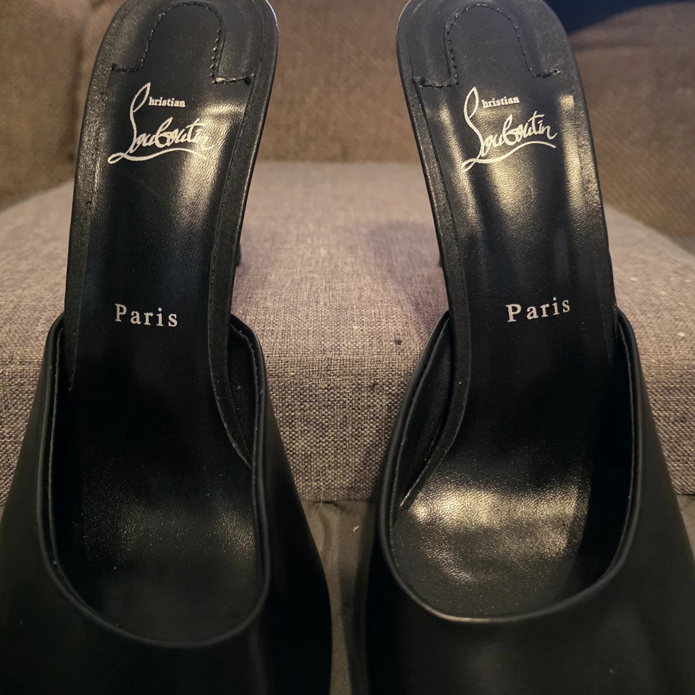 Miss Z Christian Louboutin Black Peep-Toe Heels - Picture 2 of 5